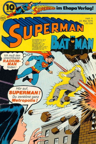 Cover for Superman (Egmont Ehapa, 1966 series) #11/1976