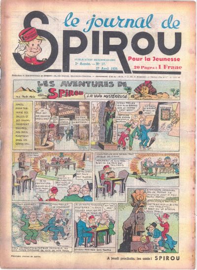 Cover for Le Journal de Spirou (Dupuis, 1938 series) #17/1939