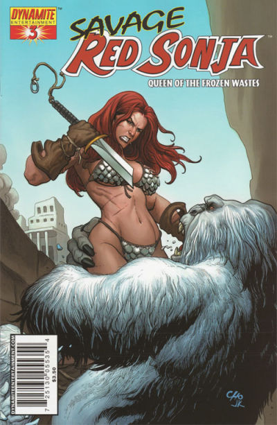Cover for Savage Red Sonja: Queen of the Frozen Wastes (Dynamite Entertainment, 2006 series) #3 [Cover A - Frank Cho]