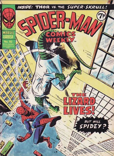 Cover for Spider-Man Comics Weekly (Marvel UK, 1973 series) #92