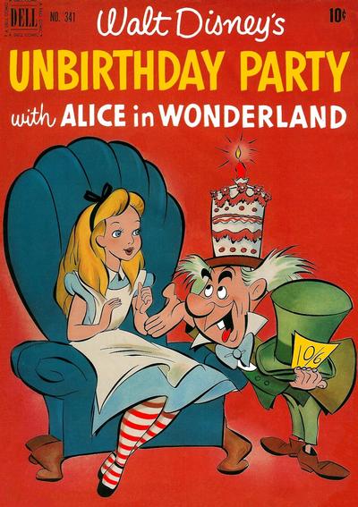 Cover for Four Color (Dell, 1942 series) #341 - Walt Disney's Unbirthday Party with Alice in Wonderland