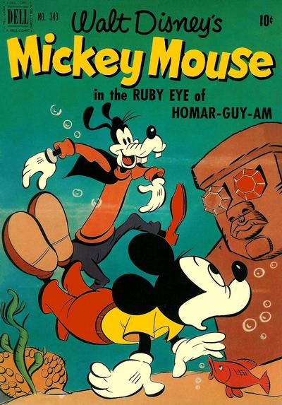 Cover for Four Color (Dell, 1942 series) #343 - Walt Disney's Mickey Mouse in The Ruby Eye of Homar-Guy-Am