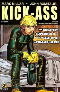 Cover for Kick-Ass (Marvel, 2008 series) #1 [Second Printing Variant]