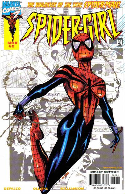 Cover for Spider-Girl (Marvel, 1998 series) #2 [Direct Edition - 50/50 Spider-Girl Cover]