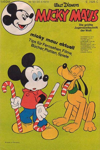 Cover for Micky Maus (Egmont Ehapa, 1951 series) #12/1974