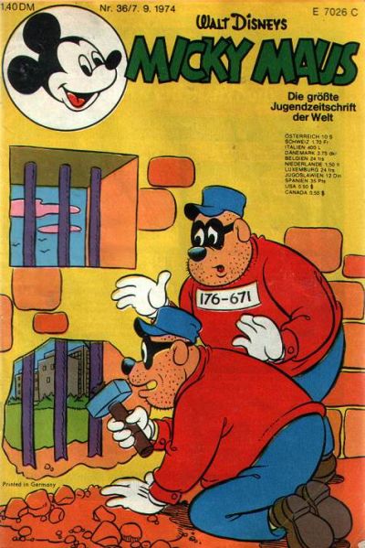 Cover for Micky Maus (Egmont Ehapa, 1951 series) #36/1974