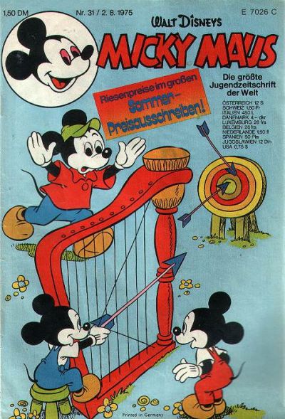 Cover for Micky Maus (Egmont Ehapa, 1951 series) #31/1975
