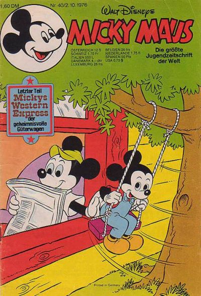 Cover for Micky Maus (Egmont Ehapa, 1951 series) #40/1976