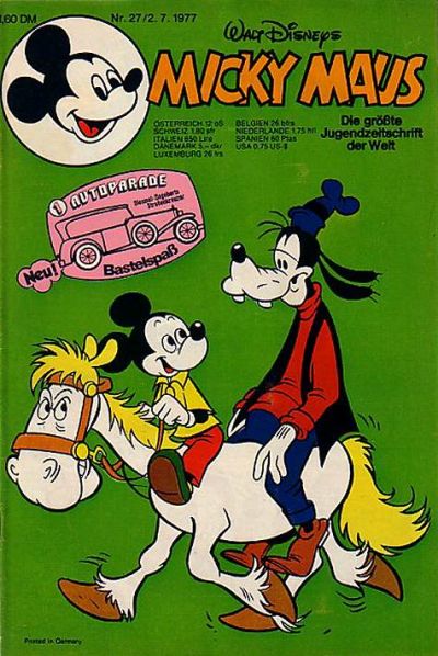 Cover for Micky Maus (Egmont Ehapa, 1951 series) #27/1977