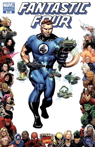 Cover for Fantastic Four (Marvel, 1998 series) #570 [Marvel 70th Anniversary Border]