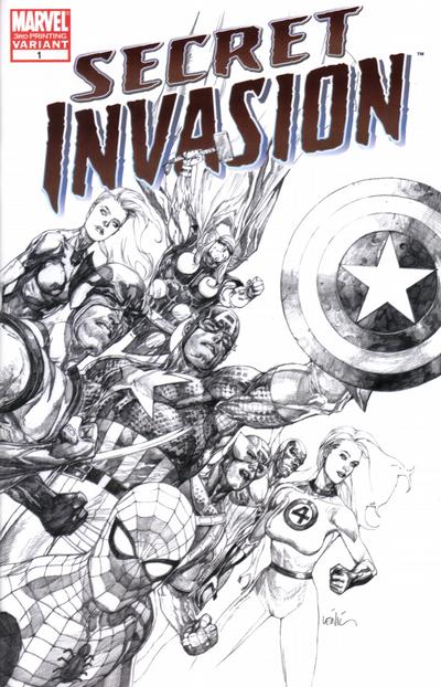 Cover for Secret Invasion (Marvel, 2008 series) #1 [3rd Printing Variant - Leinil Francis Yu Sketch Cover]