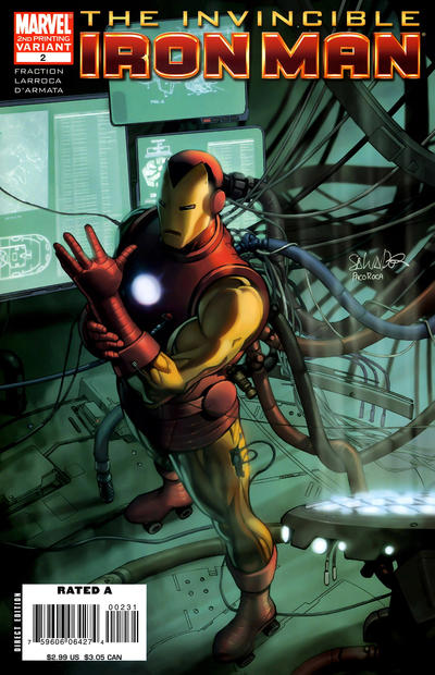 Cover for Invincible Iron Man (Marvel, 2008 series) #2 [2nd Printing]