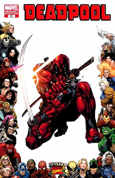 Cover for Deadpool (Marvel, 2008 series) #13 [Marvel 70th Anniversary Border]