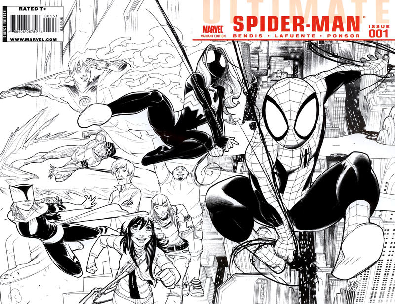 Cover for Ultimate Spider-Man (Marvel, 2009 series) #1 [Black And White Variant Cover]