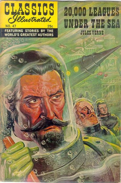 Cover for Classics Illustrated (Gilberton, 1947 series) #47 [HRN 166] - Twenty Thousand Leagues Under the Sea [Second Painted Cover]