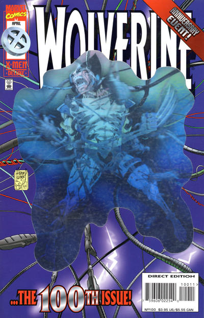 Cover for Wolverine (Marvel, 1988 series) #100 [Direct Edition - Foil Enhanced Cover]
