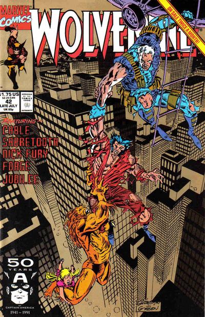 Cover for Wolverine (Marvel, 1988 series) #42 [Second Printing - Gold Logo]