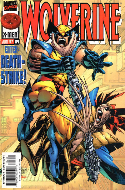 Cover for Wolverine (Marvel, 1988 series) #114 [Direct Edition - 50/50 - Orange Background]
