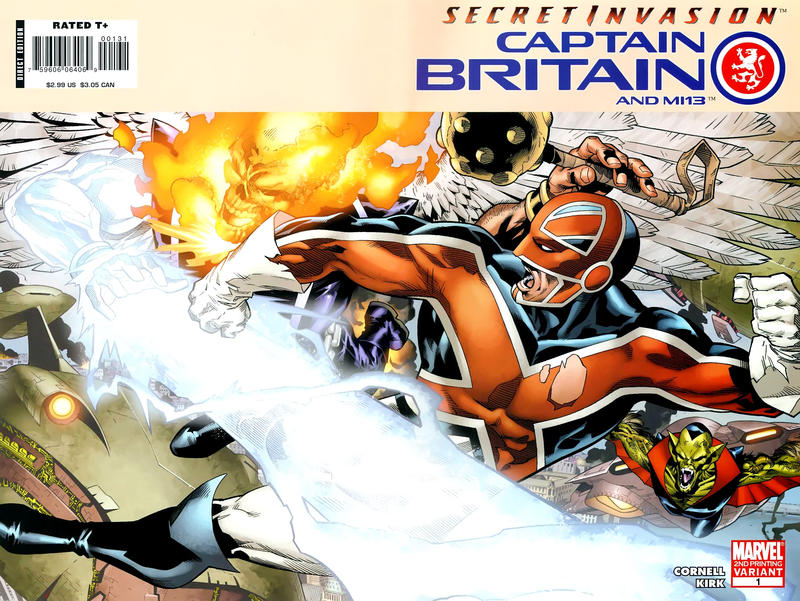 Cover for Captain Britain and MI: 13 (Marvel, 2008 series) #1 [Second Printing]