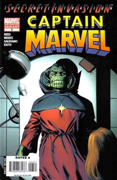 Cover for Captain Marvel (Marvel, 2008 series) #3 [Second Printing]