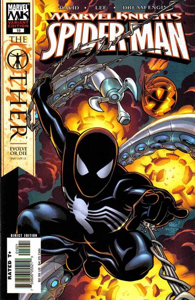Cover for Marvel Knights Spider-Man (Marvel, 2004 series) #19 [Variant Edition - Second Printing - Mike Wieringo Cover]
