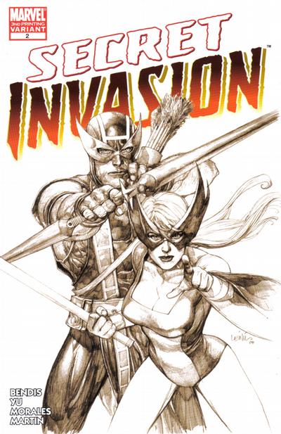 Cover for Secret Invasion (Marvel, 2008 series) #2 [3rd Printing Variant - Leinil Francis Yu Sketch Cover]