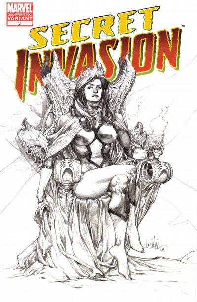 Cover for Secret Invasion (Marvel, 2008 series) #3 [3rd Printing Variant - Leinil Francis Yu Sketch Cover]