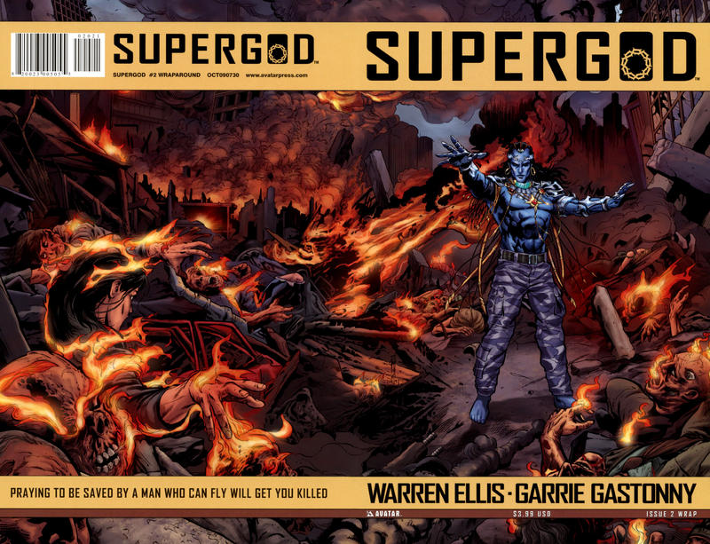 Cover for Warren Ellis' Supergod (Avatar Press, 2009 series) #2 [Wraparound]