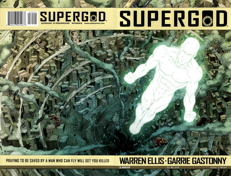 Cover for Warren Ellis' Supergod (Avatar Press, 2009 series) #3 [Wrap]