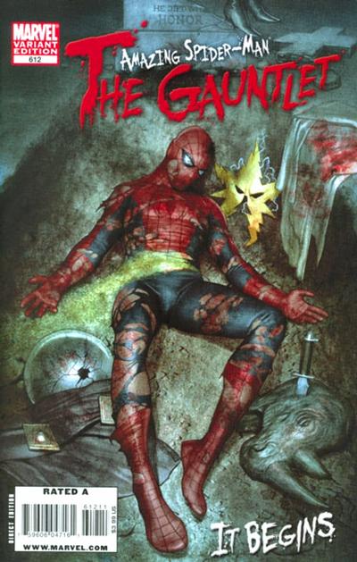 Cover for The Amazing Spider-Man (Marvel, 1999 series) #612 [Variant Edition - The Gauntlet - Adi Granov Cover]