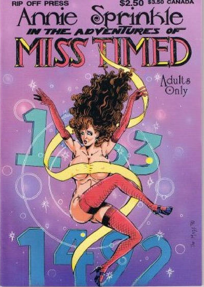 Cover for Annie Sprinkle in the Adventures of Miss Timed (Rip Off Press, 1990 series) #1