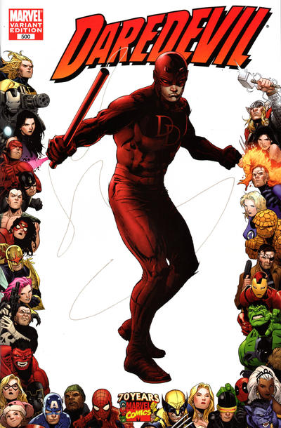 Cover for Daredevil (Marvel, 1998 series) #500 [Marvel 70th Anniversary Border]