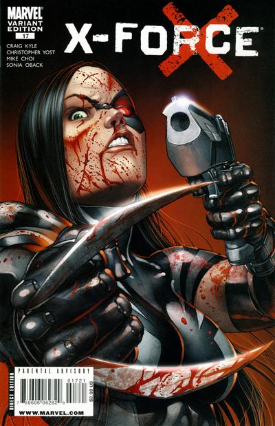 Cover for X-Force (Marvel, 2008 series) #17 [Cover B - Bloody Variant Cover]