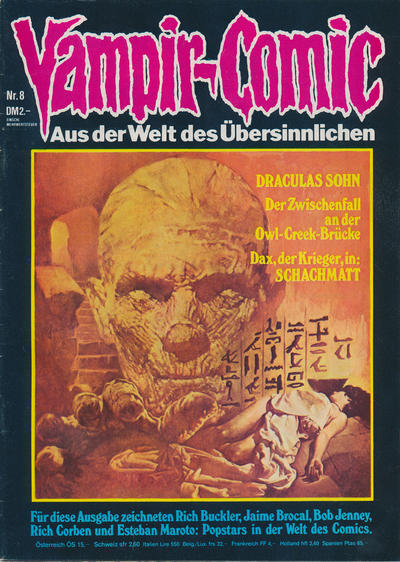 Cover for Vampir-Comic (Pabel Verlag, 1974 series) #8
