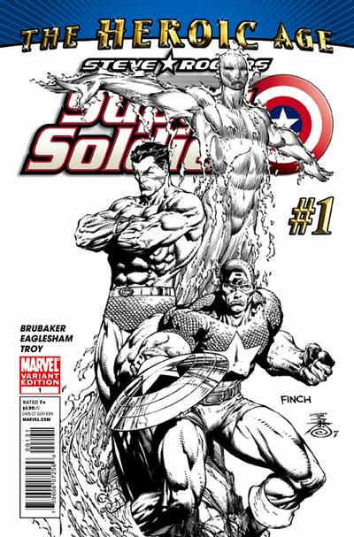 Cover for Steve Rogers: Super-Soldier (Marvel, 2010 series) #1 [Black-and-White Variant Edition]