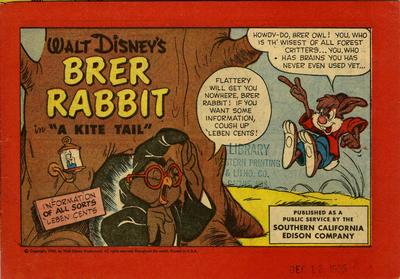 Cover for Walt Disney's Brer Rabbit in "A Kite Tail" (Western, 1955 series) #[nn] [Southern California Edison Variant]