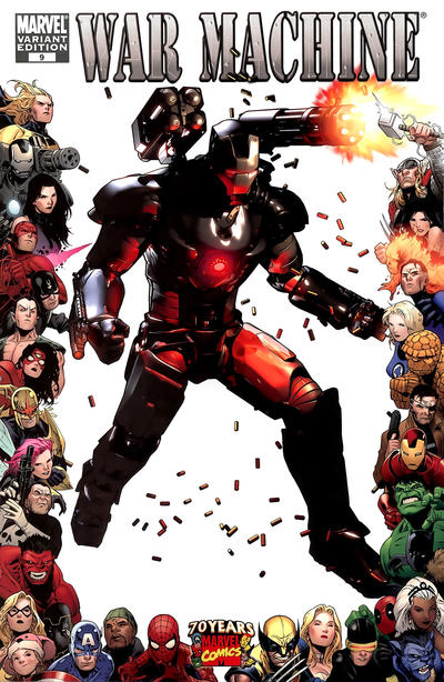 Cover for War Machine (Marvel, 2009 series) #9 [Marvel 70th Anniversary Border]