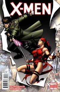Cover for X-Men (Marvel, 2010 series) #4 [Variant Edition - Gambit & Elektra]