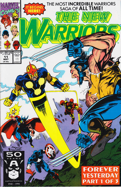 Cover for The New Warriors (Marvel, 1990 series) #11 [Newsstand]