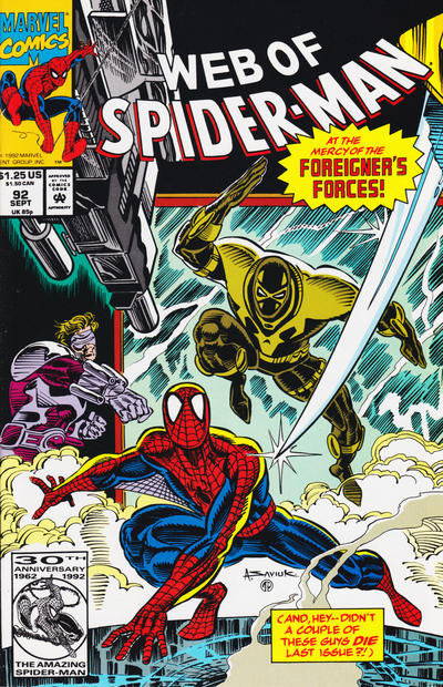 Cover for Web of Spider-Man (Marvel, 1985 series) #92 [Direct]