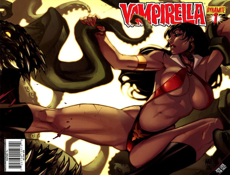 Cover for Vampirella (Dynamite Entertainment, 2010 series) #1 [Joe Madureira Wraparound (25%)]