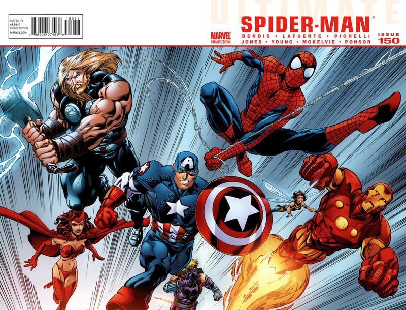 Cover for Ultimate Spider-Man (Marvel, 2009 series) #150 [Bagley Wraparound Variant Cover]