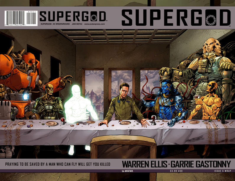 Cover for Warren Ellis' Supergod (Avatar Press, 2009 series) #5 [Wraparound]
