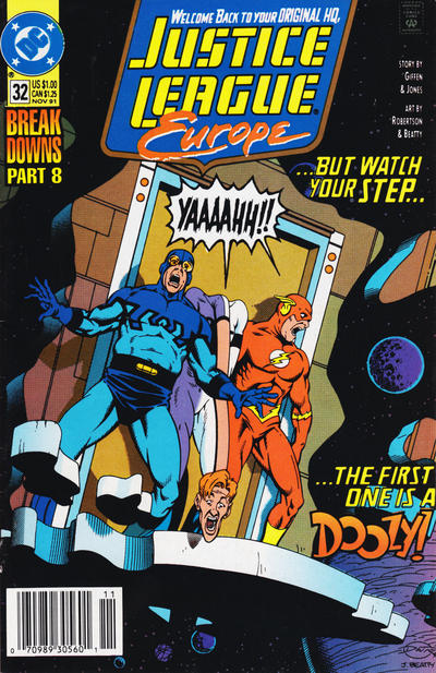 Cover for Justice League Europe (DC, 1989 series) #32 [Newsstand]