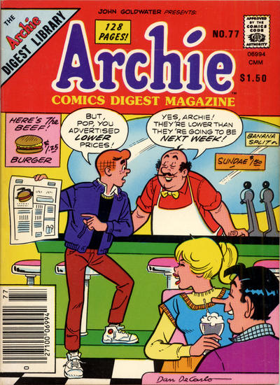 Cover for Archie Comics Digest (Archie, 1973 series) #77 [Canadian]