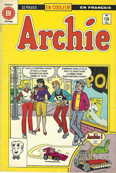 Cover for Archie (Editions Héritage, 1971 series) #138