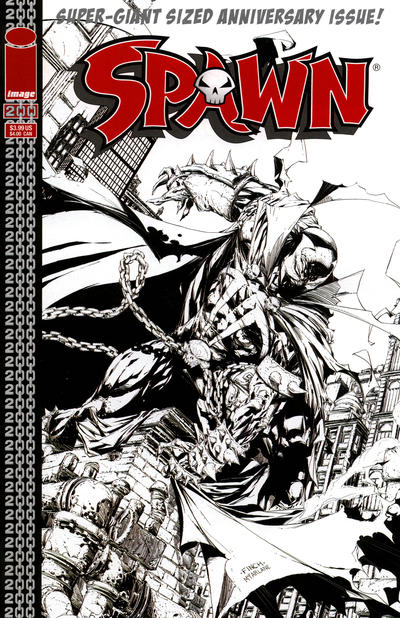 Cover for Spawn (Image, 1992 series) #200 [Black and White Cover by David Finch]