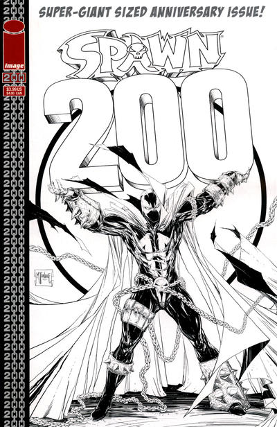 Cover for Spawn (Image, 1992 series) #200 [Black and White Cover by Todd McFarlane]