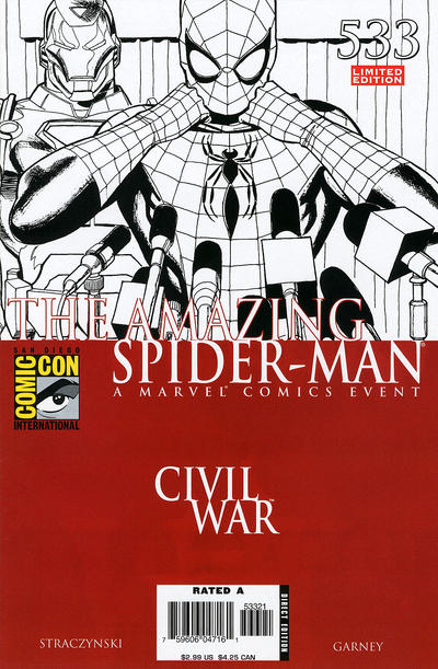 Cover for The Amazing Spider-Man (Marvel, 1999 series) #533 [Limited Edition - SDCC Exclusive B&W Cover]