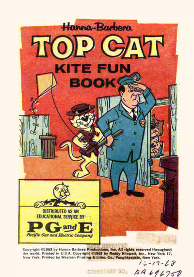 Cover for Top Cat Kite Fun Book (Western, 1963 series) [Pacific Gas & Electric]